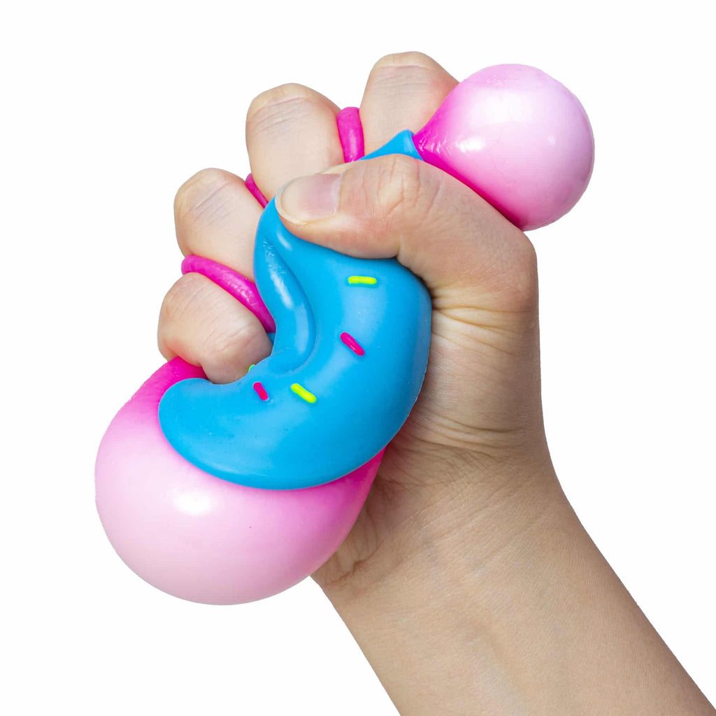 NeeDoh Dohnuts Pink with Blue Frosting - Squeezed